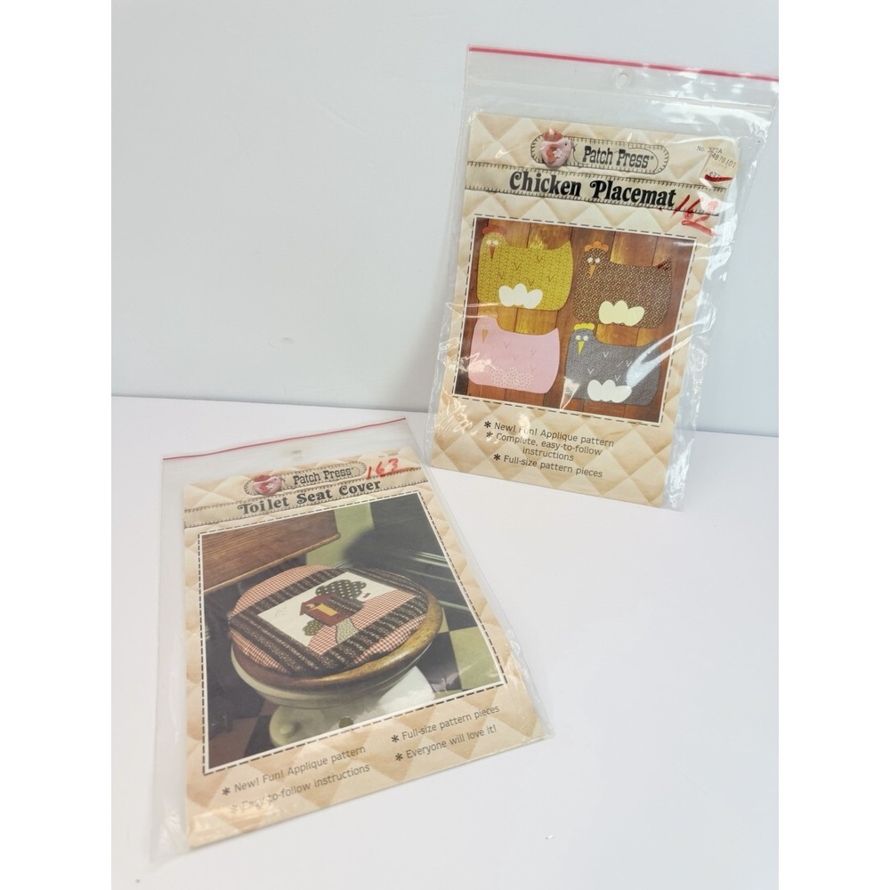 Patch Press Chicken Placemat Toilet Cover Applique Pattern Sewing Farmhouse